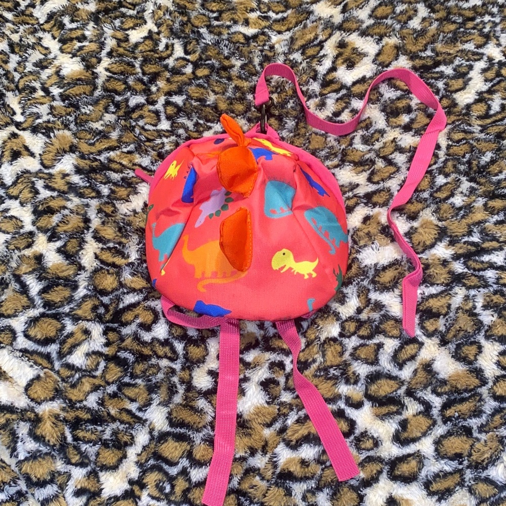 Amazon Pink & Blue Dinosaur Backpack With Leash Attachment
